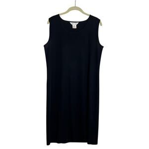 Exclusively Misook Womens Sleeveless Tank Knit Dress XL Black Knee Length